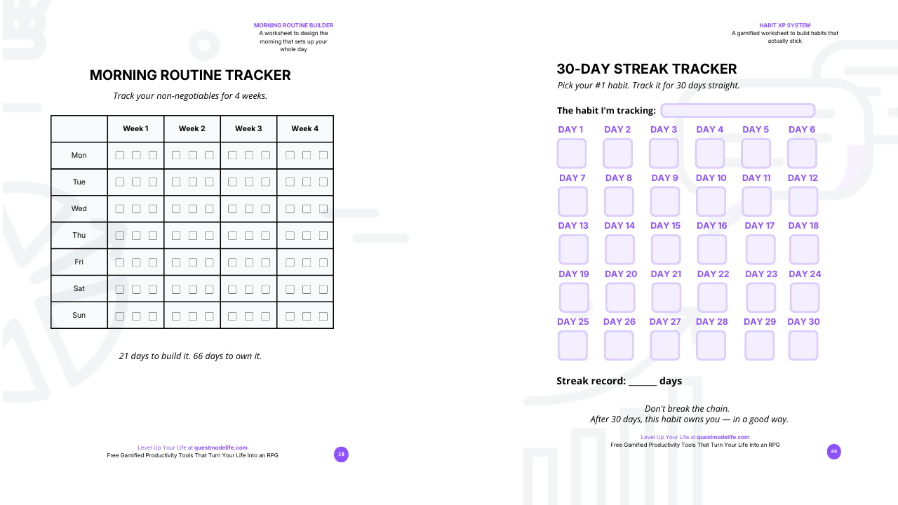 Morning Routine Tracker + 30-Day Streak Tracker