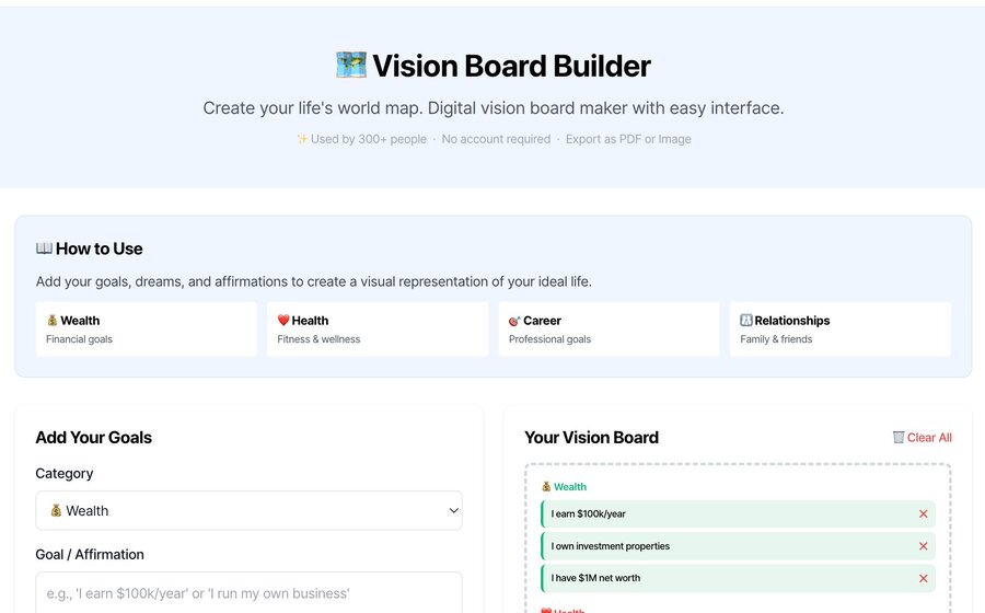 Vision Board Builder — digital and printable